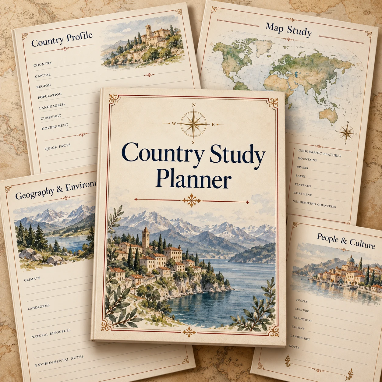 Country Study Planner concept mockup